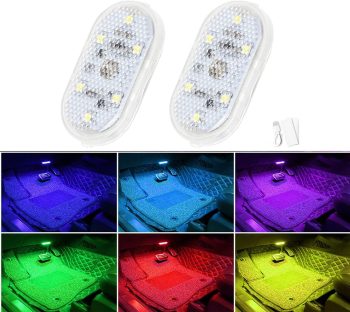 مصابيح LED داخلية للسيارة بودي مارت، مجموعة 2 قطعة، 7 ألوان، شحن USB